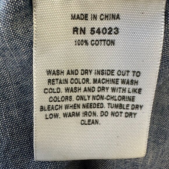 Gap 1969 Denim Boyfriend Shirt Blue Polka Dot Button up Cotton Size M - Picture 8 of 10